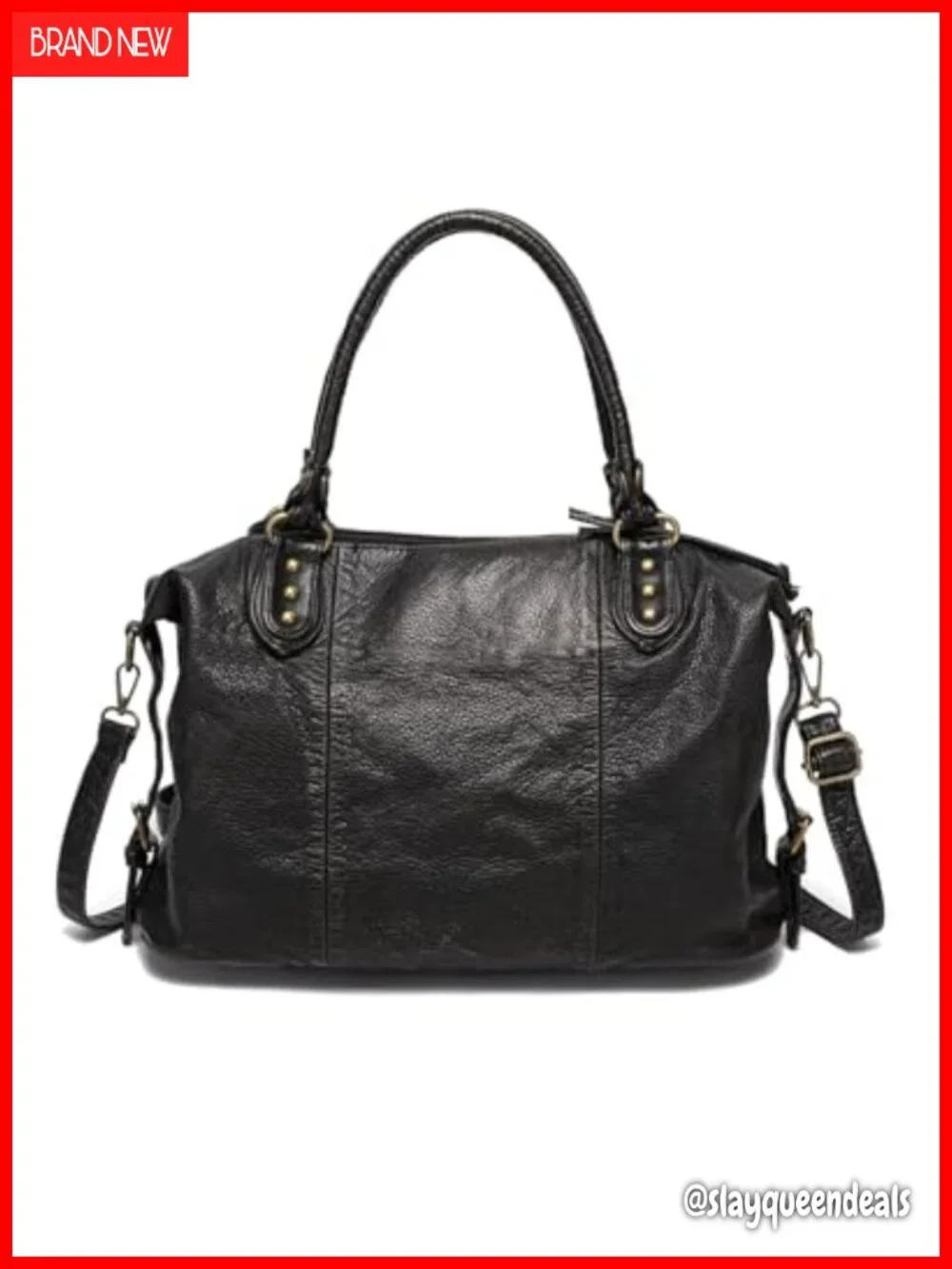 Vegan Leather City Tote, Y2K Hobo Bag with Crossbody Strap, Women's Large